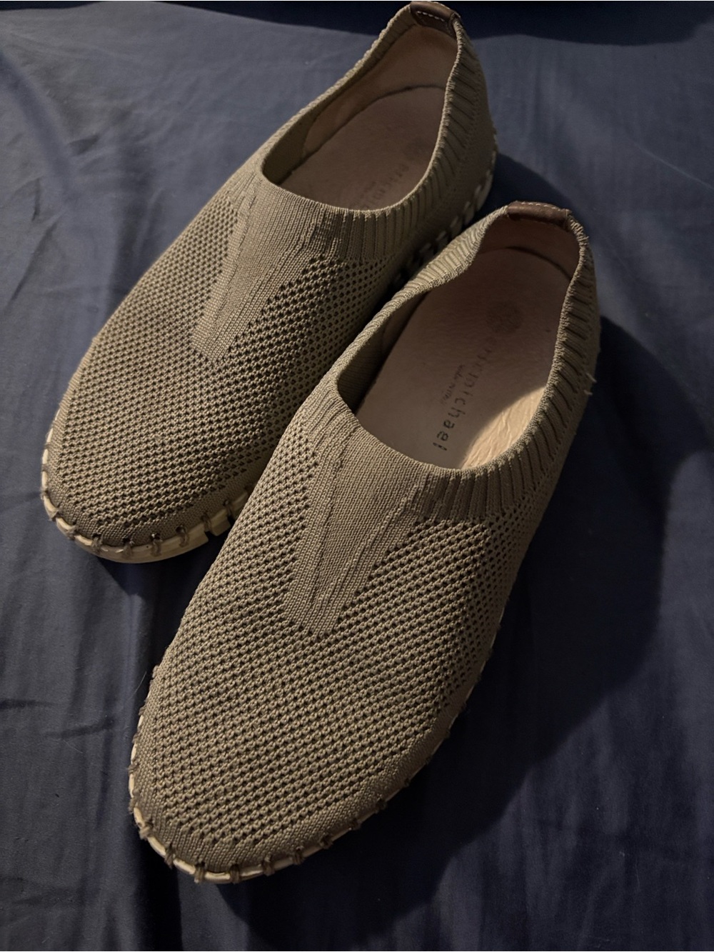 Eric Michael Olive Knit Slip-On Flats